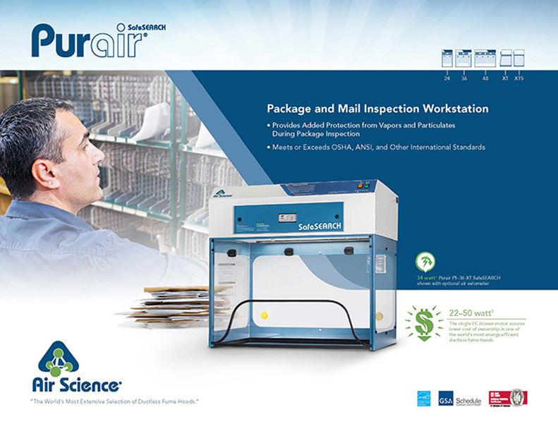 Ductless Fume Hoods Mail Inspection Workstation