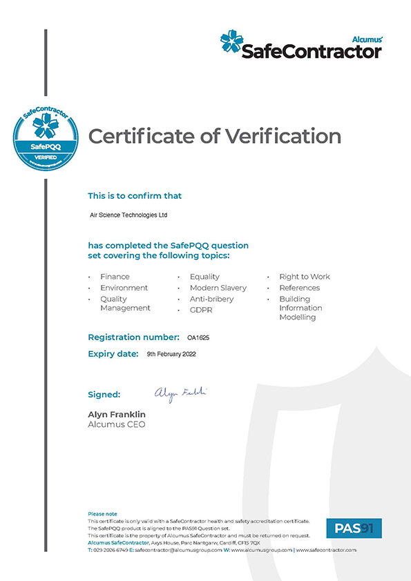 SafeContractor Certificate